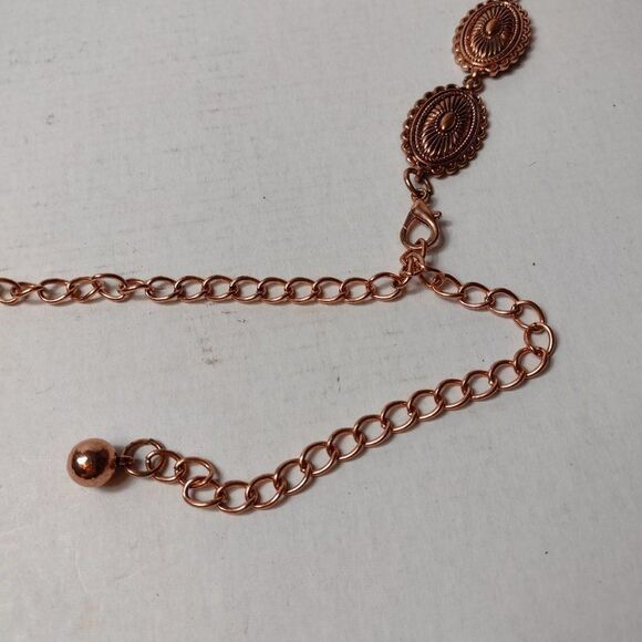 Copper Tone Metal Medallion Chain Link Belt Bohemian - Picture 4 of 5